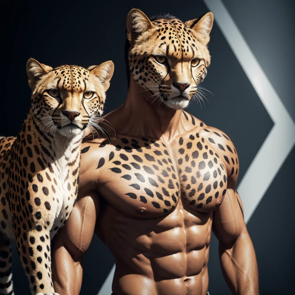 Hybrid man with cheetah head