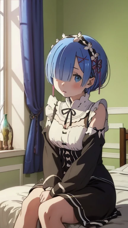  , sitting on the bed looking cute  , high image quality, bright coloured 