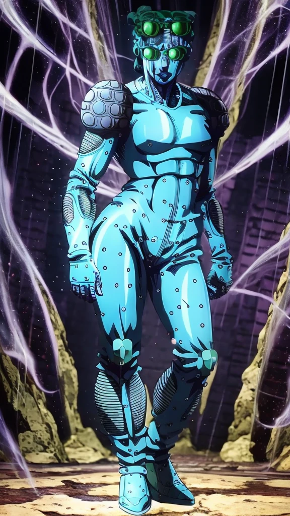 Manga Jojo style、Manga style illustration、Albert Einstein、Activate the Stand ability、Famous poses、Full Body、