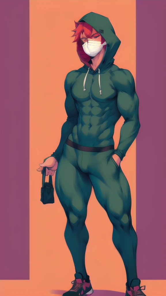 full body in image, face mask, hacker clothes, sweater clothing, sweater hoodie , masculine pose, unique hair, full naked man, male body, slender body, short hair, full body, hot body, sexy male body, dinamic pose, six patch. detalied pose, body, simple background, expressive face, focus on face, line art, sketch