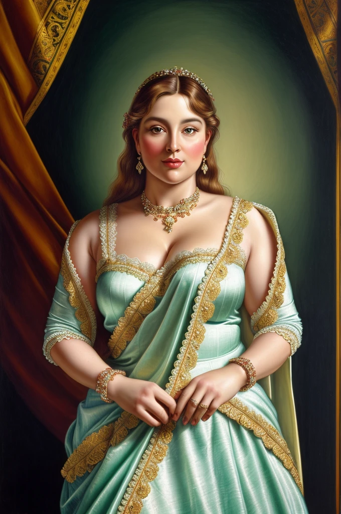 Original Character, extremely gorgeous, beautiful, stunning Beauty, ethereal beauty, aesthetic, Masterpiece, 45 years old Woman, beautiful feminine curve perfect curvy figure, thick figure, curvy, beautiful thick curvy Full figured lady, Full figured lady, middle aged beautiful woman, Best quality, high clarity eyes, flawless art ,sharp picture, styled hair, long hair, fluffy hair, Full portrait, High pixels, perfect face, perfect eyes, beautiful face, perfect hands,perfect fingers, in Peter Paul Rubens style, by Peter Paul Rubens, baroque style, acrylic on canvas, highly detailed, description: "Create a nymph inspired by the tales of Greek or Roman mythology, embodying the essence of a natural element or location, and possessing a unique ability or trait that sets her apart."