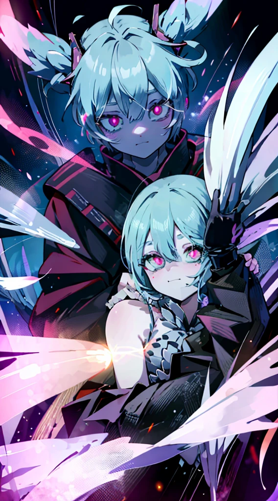 Natsune Miku, (unusual pupils), (glowing eyes), (magic eyes), yandere, shaded face, hands on own cheeks