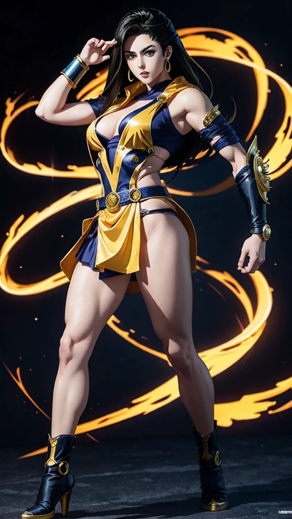 Manga Jojo style、Manga style illustration、トーマス エジソン、Activate the Stand body and ability Behind the body、Famous poses、Full Body、
