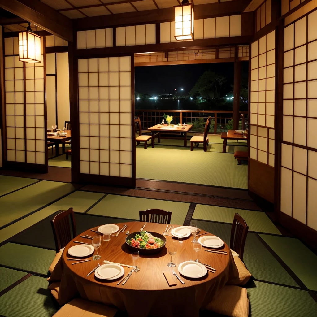 banquet, low table, Japanese-style room, busy