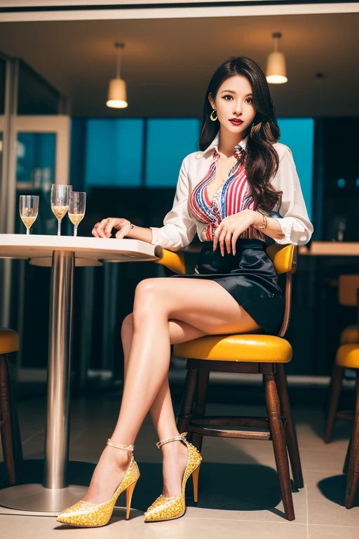 kasumi, eyes browns, (best qualityer, ultra detail), (realisitic:1.37), beautiful and detailed face, ultra-realisitic texture, Exquisite face, Delicate body, red lipgloss stick, shiny colors. High definition, 8k, expression a slight cute smile.