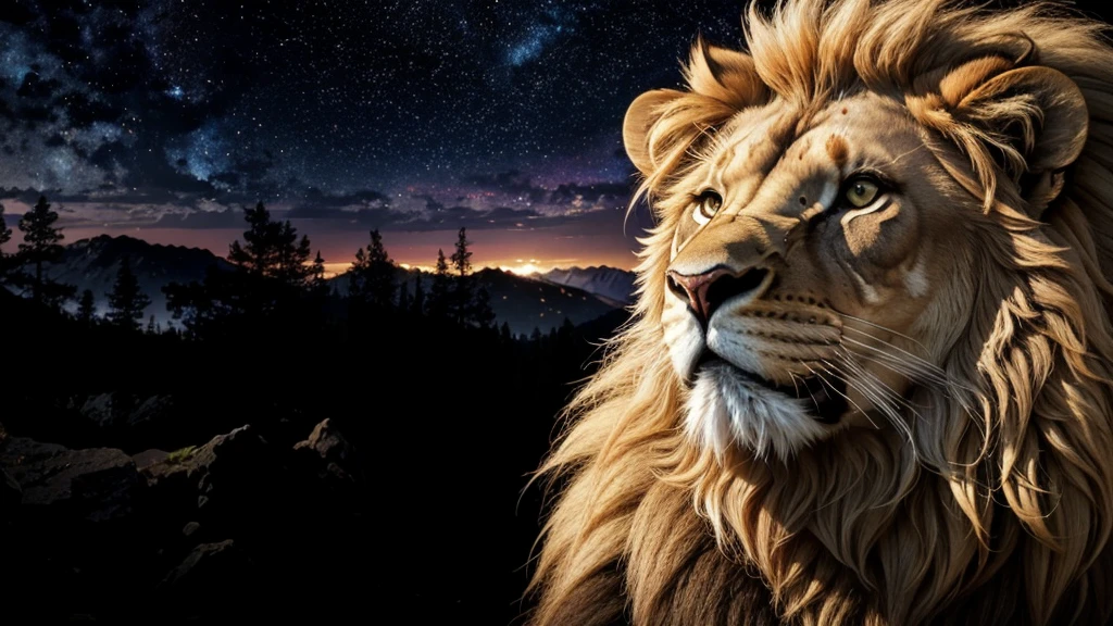 Lion, Divine Lion, naturals, naturals, ferocious, masculine, mighty, golden lion, Powerful Lion, Beautiful nature, Great Realistic Lion, FullHD 8K, Sky ligh, Sunset Night, Ligh Sky Sun, Balck Golden, black andwhite, black and gold, detailed realistic face, 8K Detailed Realistic White Lion, Ultrarealistic 8k |, Energia de thunder realista detalhada, Strong Creature realista detalhada, Strong Creature, Lion macho, Rendering, Fotorrealista 8K, UltraHD Alta definição 8K, Detailed Realistic 16K, Nitidez Fotorrealista 8K, 16K photorealistic textures, Contraste Fotorrealista 8K, Sombras Fotorrealistas 8K, Luzes Fotorrealistas 8K, Detailed realistic sunset, Detailed Realistic Lion Face, Detailed realistic light, detailed textures, thunder, detailed shadows, detailed colors, Celestial Electricity, Golden thunder, Lion realista, Ultra Realistic 16K, Realistic 16K, Realistic 16K sharpness, 16K photorealistic textures, 16K realistic colors, powerful creature, Majestic power, Power of Heaven, Great Divine, detailed contrast, realistic contrast, high resolution, detailed colors, fire, villany, divine creature, 8K, realistic detailed, 16K, 8K, High definition, detailed contrast, realistic contrast, high resolution, detailed colors, fire, villany, divine creature, realistic detailed, posh, chic