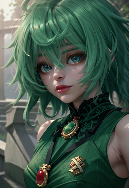 A beautiful girl with long hair, big eyes, wearing an elegant dress, standing in front of a lush green mountain landscape with a serene lake, (best quality,4k,8k,highres,masterpiece:1.2),ultra-detailed,(realistic,photorealistic,photo-realistic:1.37),extremely detailed face and eyes,long eyelashes,beautiful detailed eyes,beautiful detailed lips,green mountains,green water,intricate dress,dramatic lighting,cinematic,high fashion,elegant,serene