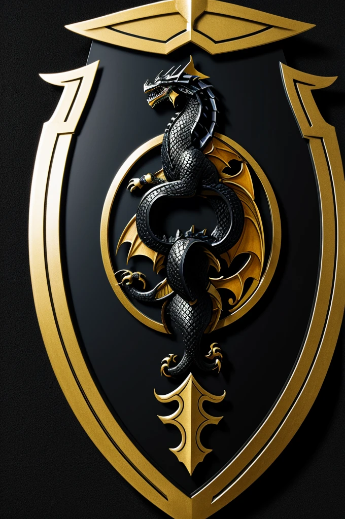 A shield of a black dragon inside with transparent background
