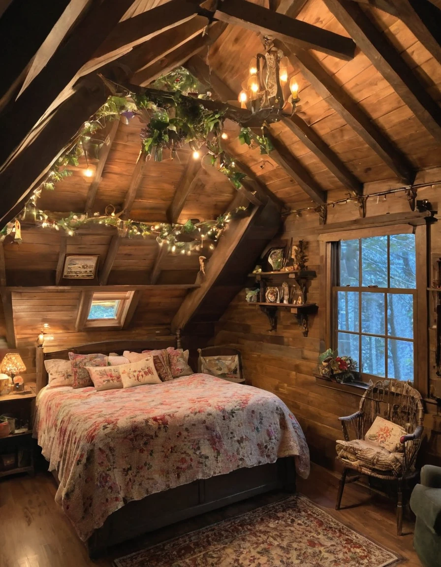 cozy room, cozy treehouse bedroom, small bedroom, cozy place, cozy bed, cottagecore hippie, thomas kinkade. cute cozy room, in an attic, cottagecore, cozy and peaceful atmosphere, pleasant cozy atmosphere, cottagecore!!, cabin in the woods
