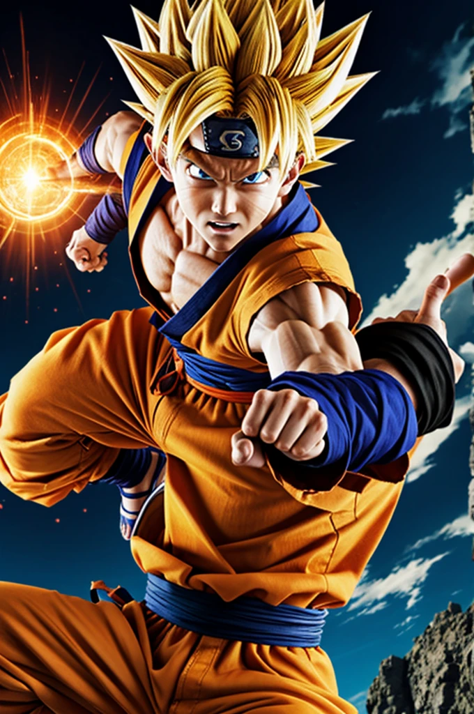 Create an image of goku fused with naruto