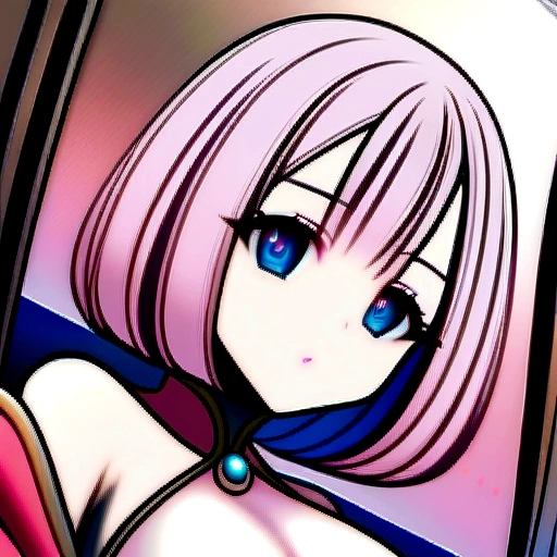 Pink Hair、Bob、1 Girl、Seeing the viewer、Big Breasts