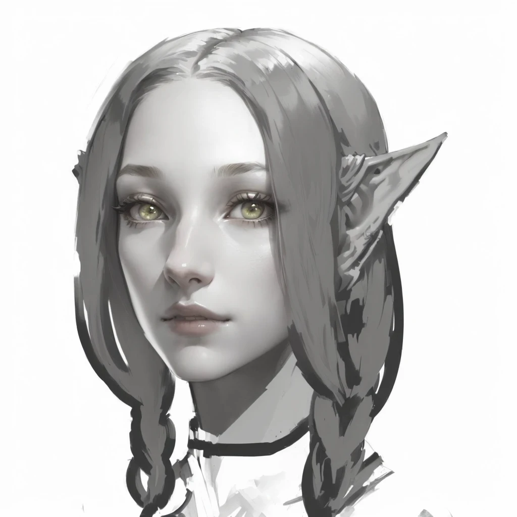 a close up of a woman with a very long hair, portrait of an elf, a portrait of an elf, elf girl, female elf, dnd avatar portrait of halfling, goblin female portrait, beautiful hair, beautiful hairstyle, matched pattern,