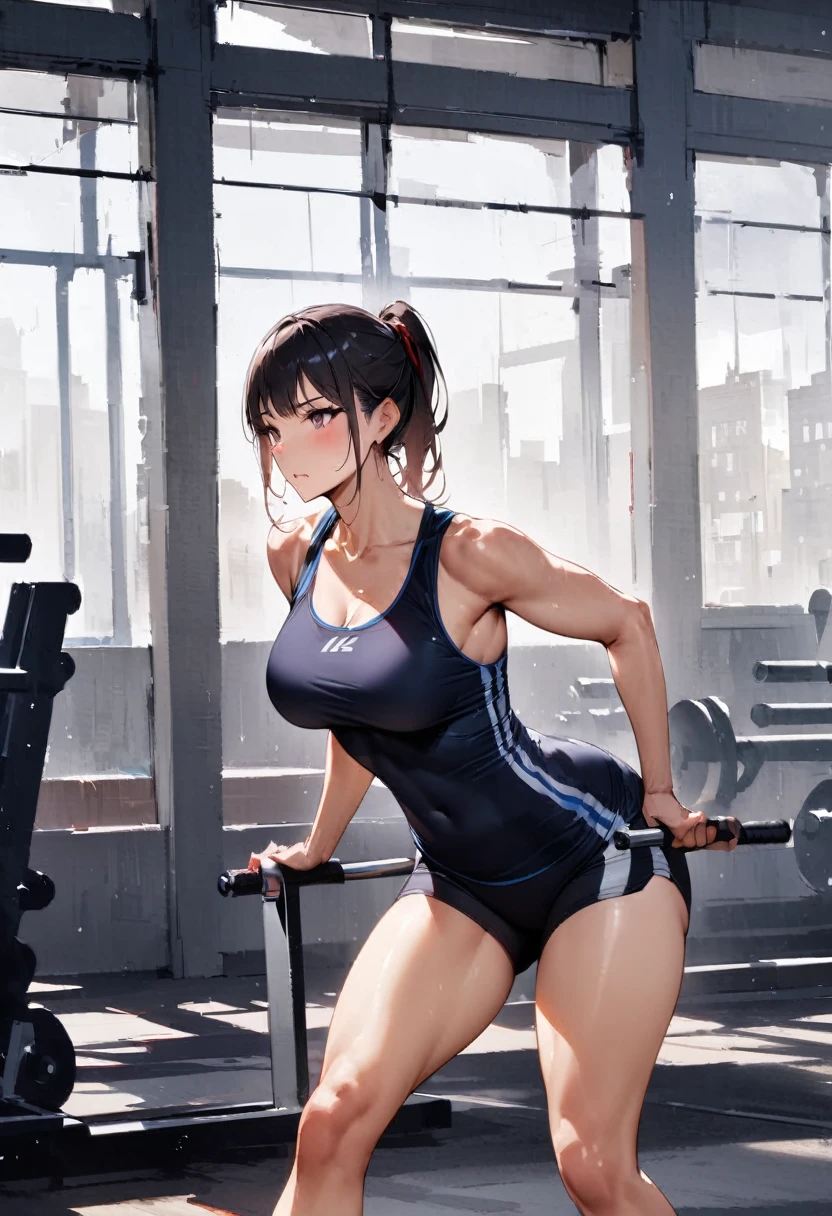 building、masterpiece、best quality、ultra-detail 、At the gym、exercise、Fitness、training、background