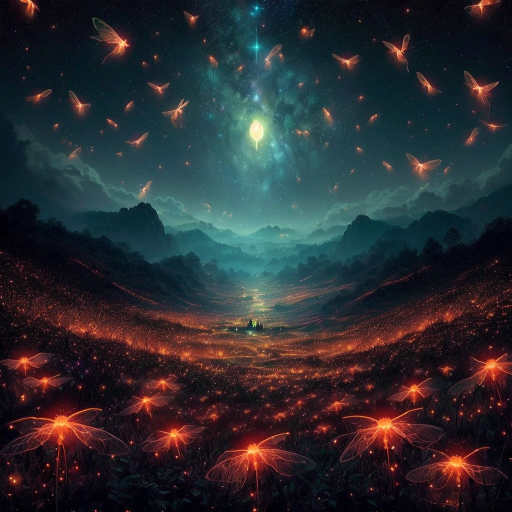 In the gloaming, a veritable plague of fireflies, their luminescent bodies pulsing with the collective consciousness of sentient protoplasm, engulfed the hapless landscape, blotting out the stars with their unknowable, transdimensional revelry.