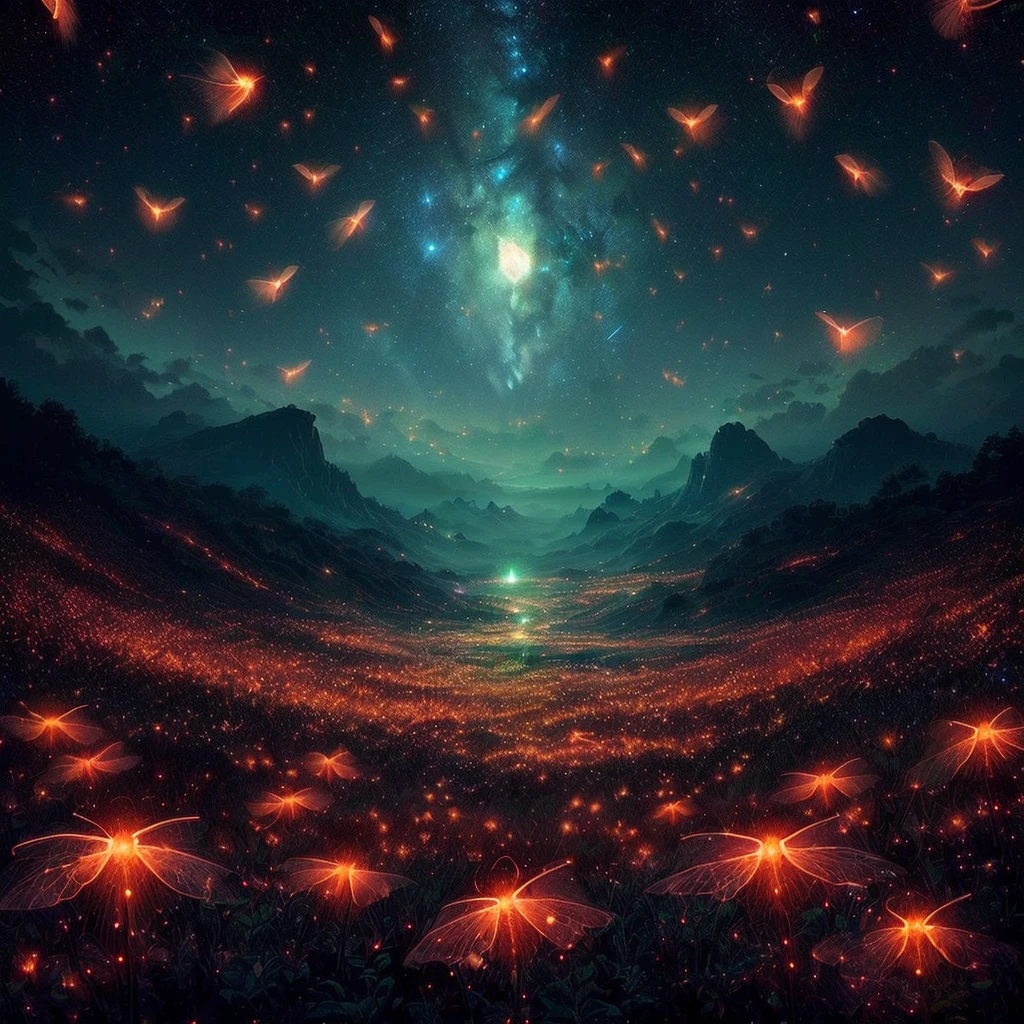 In the gloaming, a veritable plague of fireflies, their luminescent bodies pulsing with the collective consciousness of sentient protoplasm, engulfed the hapless landscape, blotting out the stars with their unknowable, transdimensional revelry.