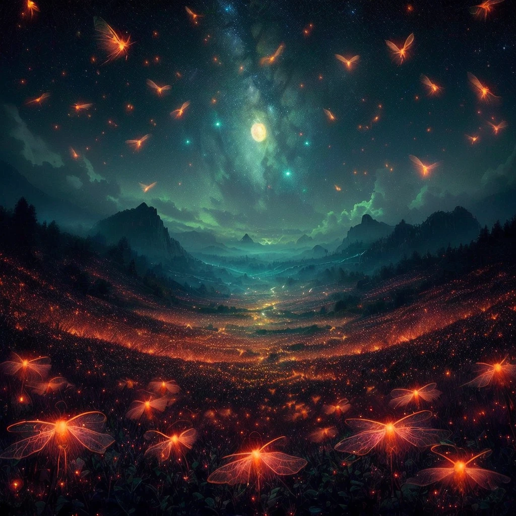 In the gloaming, a veritable plague of fireflies, their luminescent bodies pulsing with the collective consciousness of sentient protoplasm, engulfed the hapless landscape, blotting out the stars with their unknowable, transdimensional revelry.
