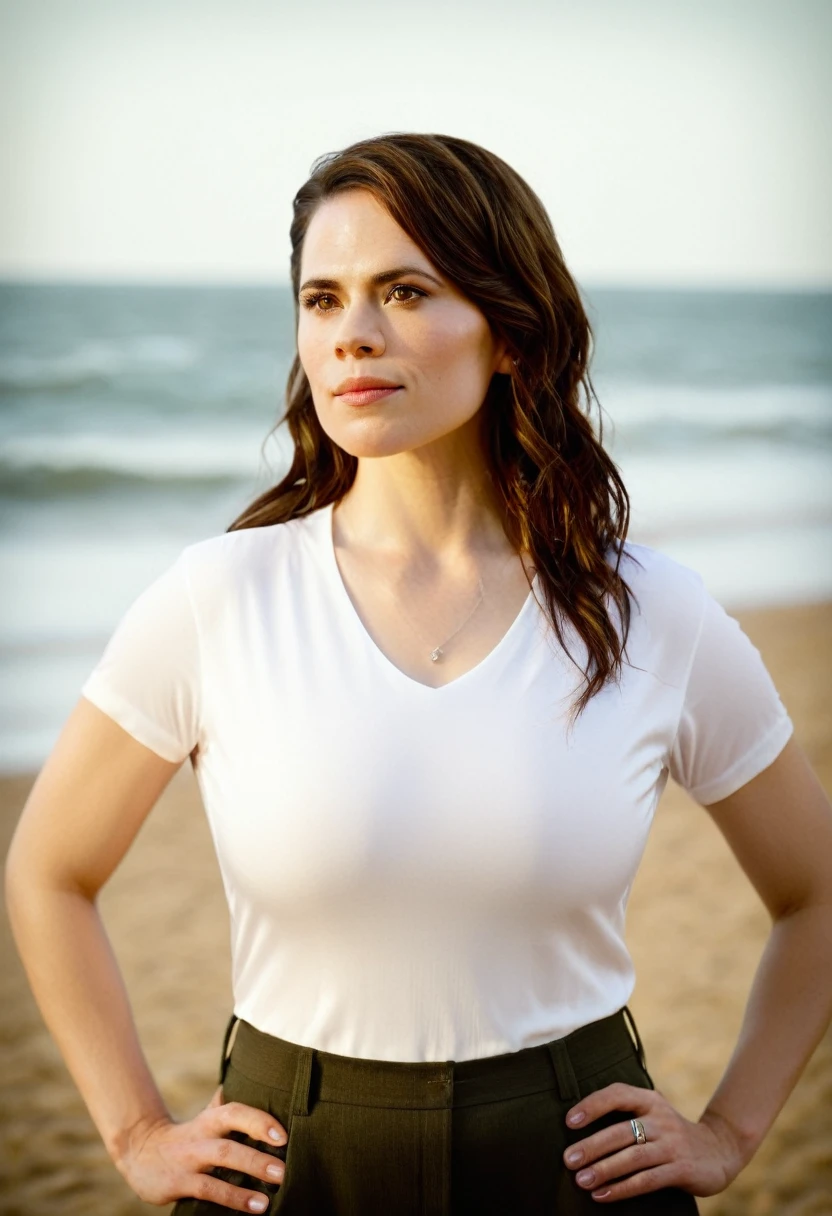  high quality  Erotic shot  (HayleyAtwell555, pale white skin tone , photorealistic, beachside model erotic photograph , store background  ) celebrity erotic photograph , wearing a sexy tight wet tshirt, oily skin  , huge breasts , erotic photoshoot , fit  figure , exhausted look, , wet, shiny sweaty skin ,   erotic lighting , celebrity, female,  woman, hollywood actress , (correct body parts, perfect anatomy ,natural lights, depth of field, insanely detailed skin texture, hyper detailed features, hyper photorealistic texture  )