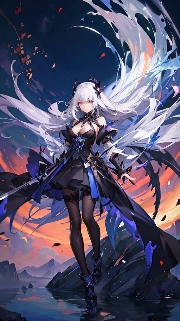 A beautiful anime girl with skull makeup, depicted as a skilled swordswoman in motion. She has long, flowing hair that streams behind her as she dashes forward, her eyes fierce and focused. The scene captures a sense of speed and intensity, with a dynamic background blending dark, mystical elements and streaks of light. Her outfit combines gothic and martial styles, with intricate patterns and armor that highlight her agility and strength. The skull makeup adds an eerie yet captivating touch to her determined expression.