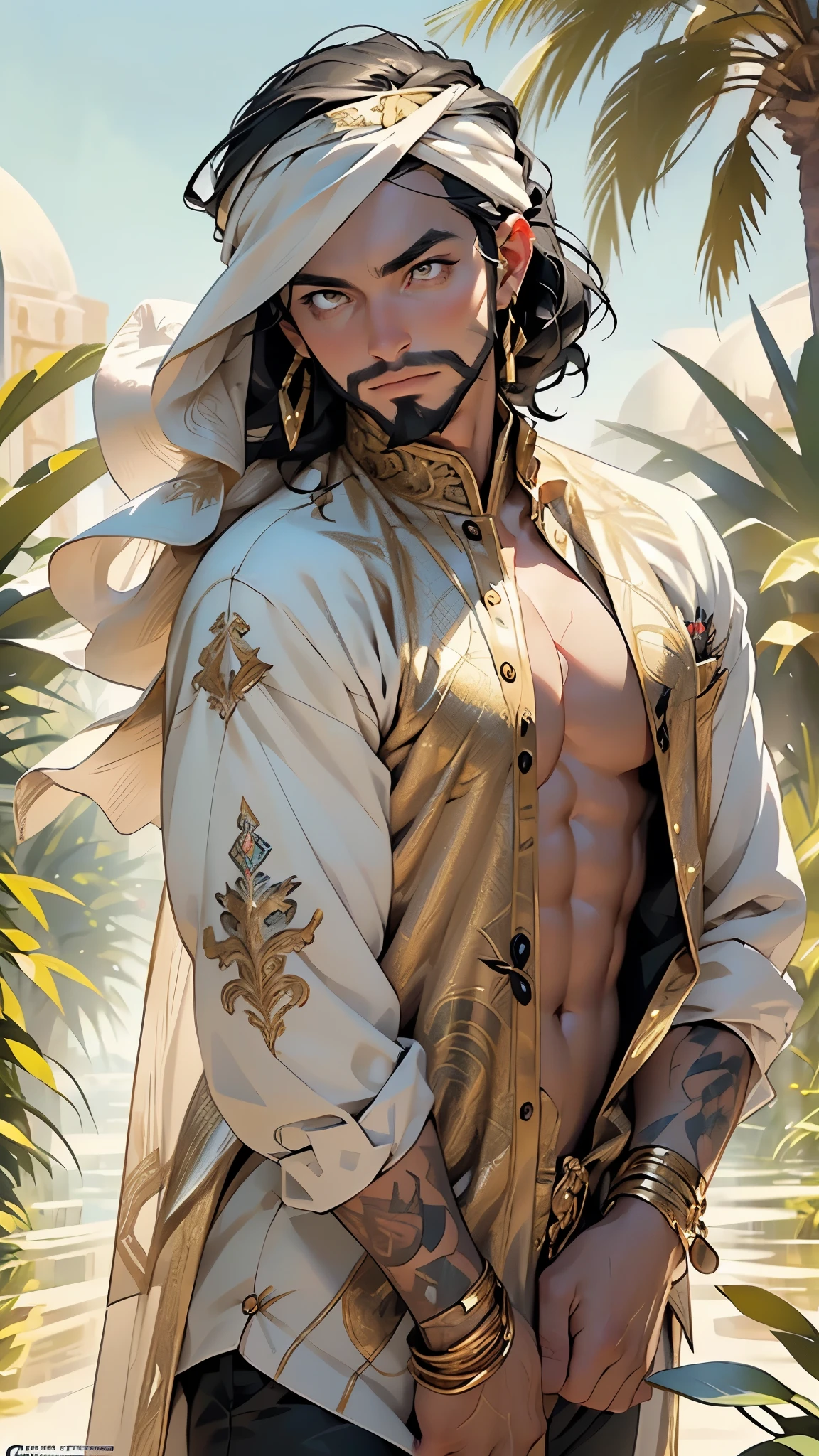 best quality,masterpiece,Ultra high detail,A handsome muscular man,Short black hair,topless,(Flowers on the shoulder), With flowers in his black micro thong, flowers covered around his head, eyes are closed, covered, eyes are blindfolded with black cloth, realistic,Grey background,Yellow, violet and white flowers,