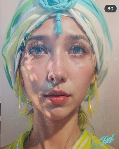 Woman, 30years, white, with turban ,.super realistico