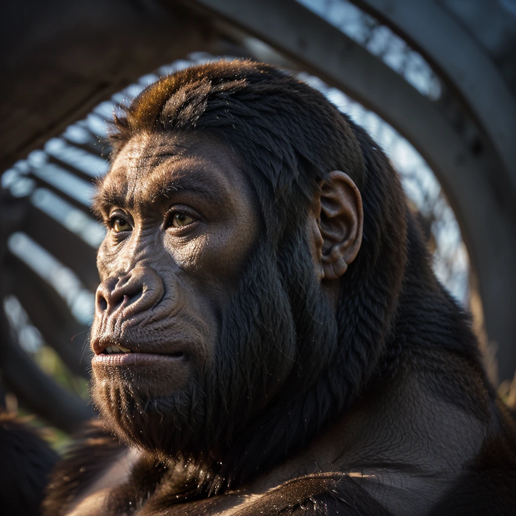 a close up of a side face of gorilla.