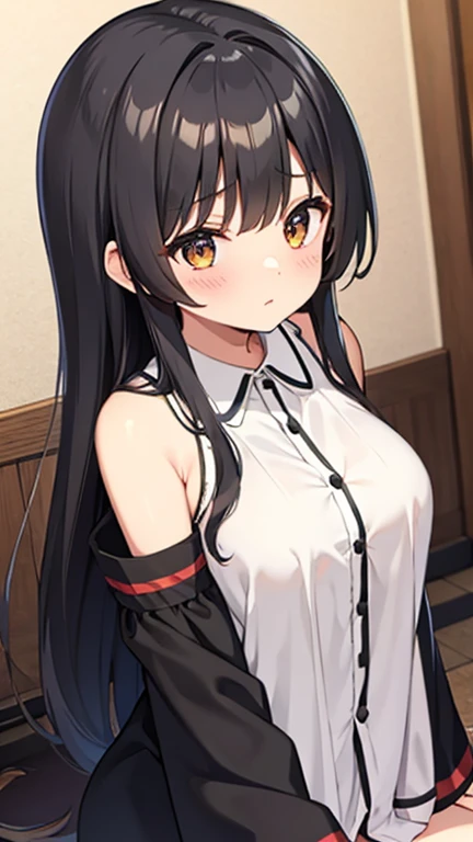Long black hair sister、Big Breasts、pajamas