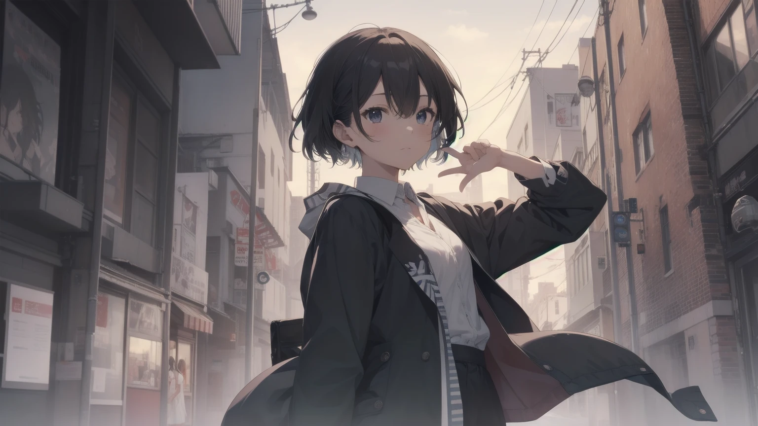 Ultra Absurd - Top quality from the god of art, Super detailed, High resolution, Anime Moe Art Style, Best Anime 8K Konachan Wallpaper, pixiv Contest Winner, Perfect Anatomy,break, (眠そうにalone学校へ歩いていく女の子を描いてください. )break,One girl, (alone,Little Woman, cute, 13 years old:1.3),Complete limbs, Full Finger,, The charm of an immature body, (very_short hair), Shortcuts, Bang, Flat Chest, Small Ass, between legs, Small black eyes, Beautiful attention to detail, Well-proportioned iris and pupil, Expressive eyes, High resolutionの詳細な髪, Neck ribbon, shirt, collared shirt, skirt, pleated skirt, , (Detailed lighting), (Detailed Background), School zone. break,Highly detailed skin, Best cinematic lighting powered by famous Artist, 8K,Beauty Illustration,Photoshop_(Moderate),Absurd Hi-Res,超High resolution,Textured skin,break,((Artist:Fujiyama)), Artist:Fujichoko,Artist:Yamamoto_Soichiro,Artist:Rooster
