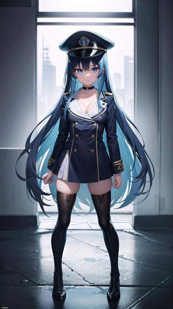 Chaesu-minah, blue hair, solo, full body nude, big