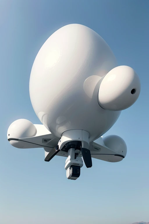 The Titlán drone is distinguished by its egg shape and aerodynamics, with a predominantly white color that allows it to blend discreetly into various landscapes. Its minimalist design highlights a unique slot through which the propellers can be seen., providing a modern and functional look. It also has a transparent band where you can see the chlorophyll granular network filter..