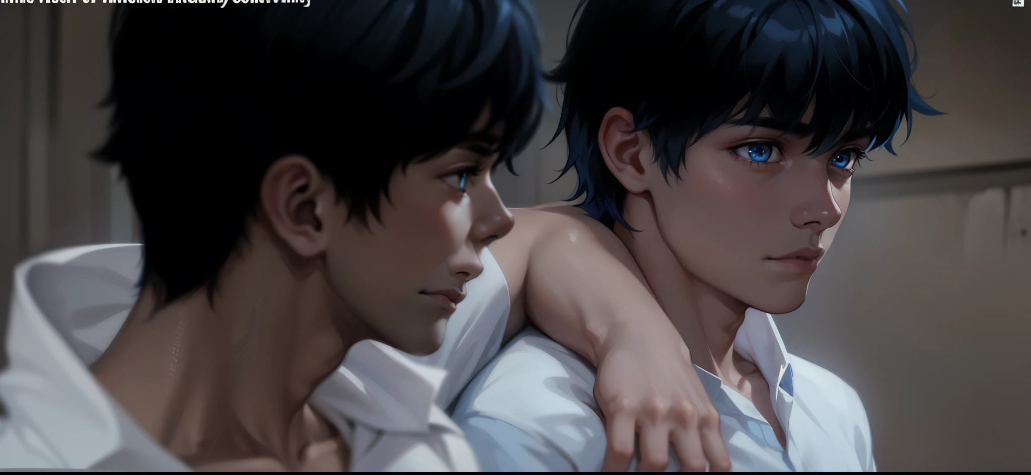 there are two cute gray haired boys kissing