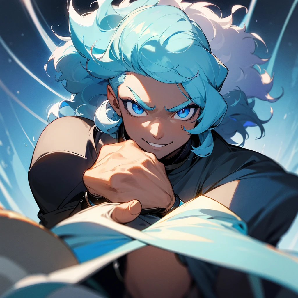 blue flame, masterpiece, best quality, fight