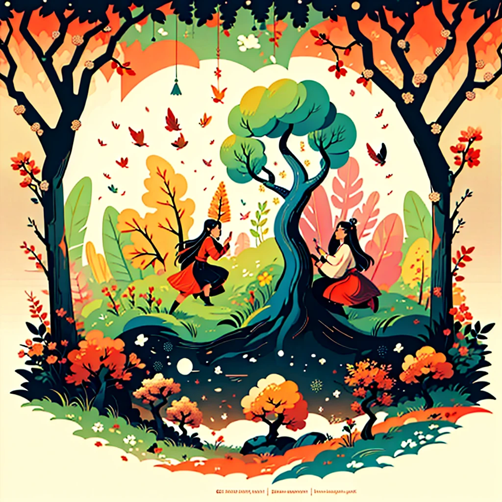 circular tree,four seasons,spring,summer,autumn,winter,leaves,roots,branches,trunk,ornate border,decorative,digital illustration,artwork,movement,time,swirling background,dark background,vibrant colors,natural,life cycle,growth,change,nature,life,peace,harmony,spirituality,symbolism,digital art,illustration,painting,graphic design,art,design,digital media,online art,visual art,fine art,fantasy