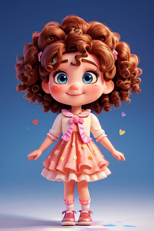 He's a charming little clown, with a jumpsuit that looks like a moving rainbow. The jumpsuit is made of light, colorful fabrics, . Colors include bright shades of pink, cerulean, yellow and green, all combined harmoniously.
Your hair is curly , She has a face painted with soft, shiny makeup: big expressive blue eyes, rosy cheeks and a warm smile that lights up your face. Delicate freckles are scattered across the nose and cheeks.
She holds a heart-shaped balloon, which glows with vivid colors and is tied to a small weight with a ribbon. Your shoes are a work of art in themselves: beautiful and colorful, with extravagant bows and curved tips reminiscent of traditional clowns, but with a masculine and elegant touch.
The little clown transmits joy and happiness wherever he goes, radiating contagious energy with its vibrant and enchanting look.