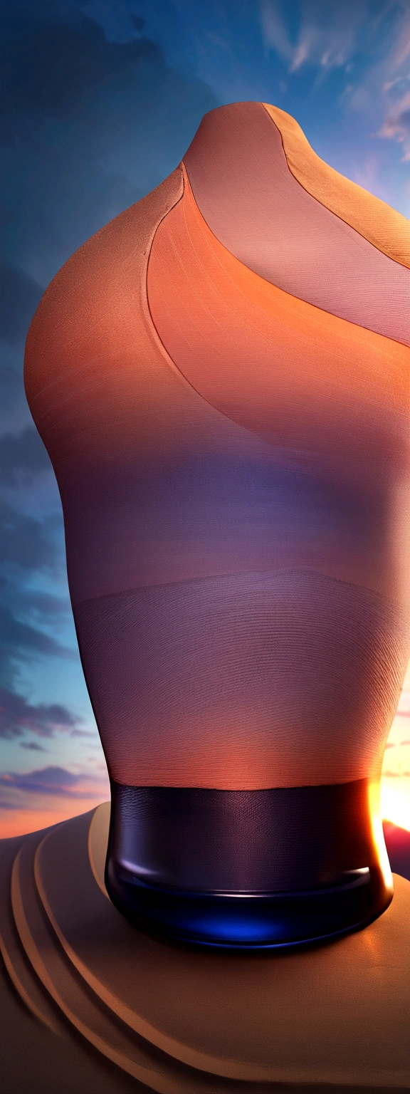 Change this bottle background to a dune,sunset professional product photography