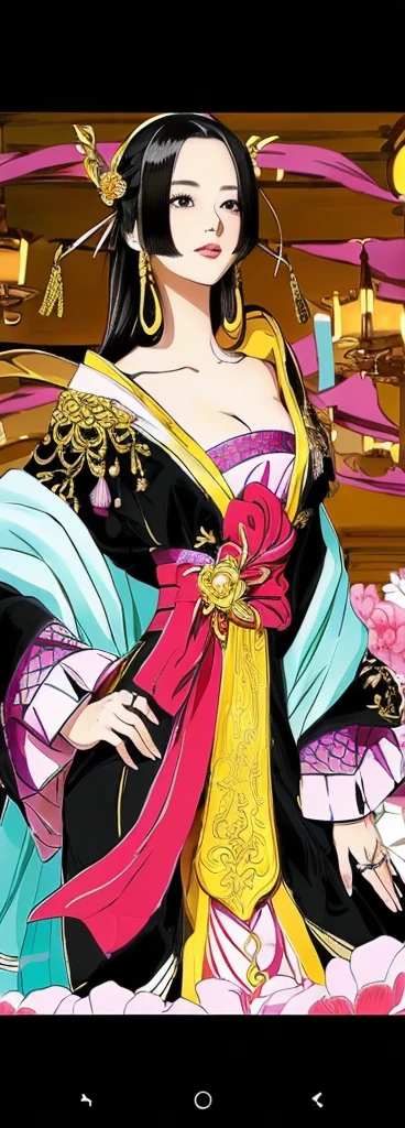 a close up of a woman in a dress with a fan, inspired by Nishikawa Sukenobu, my dress up darling anime, sengoku - era art style, from sengoku period, anime princess, beautiful alluring anime woman, inspired by Fujiwara Takanobu, sengoku era, royal elegant pose, :14 80s anime style, realistic