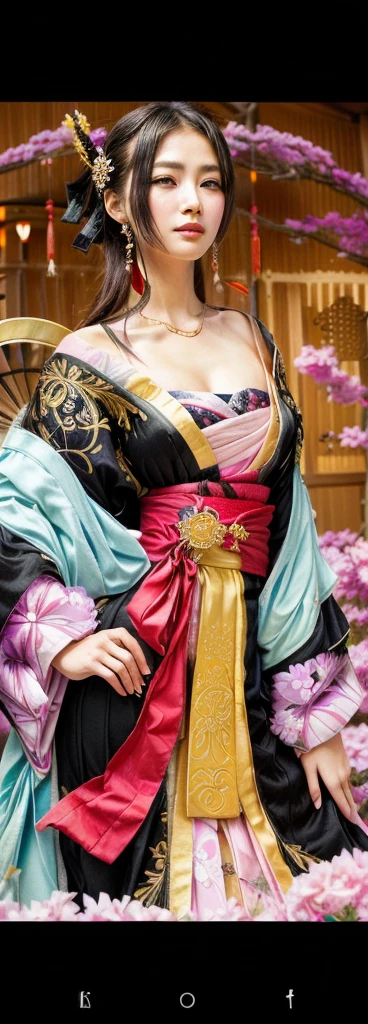 a close up of a woman in a dress with a fan, inspired by Nishikawa Sukenobu, my dress up darling anime, sengoku - era art style, from sengoku period,l, beautiful alluring woman, inspired by Fujiwara Takanobu, sengoku era, royal elegant pose, realistic 