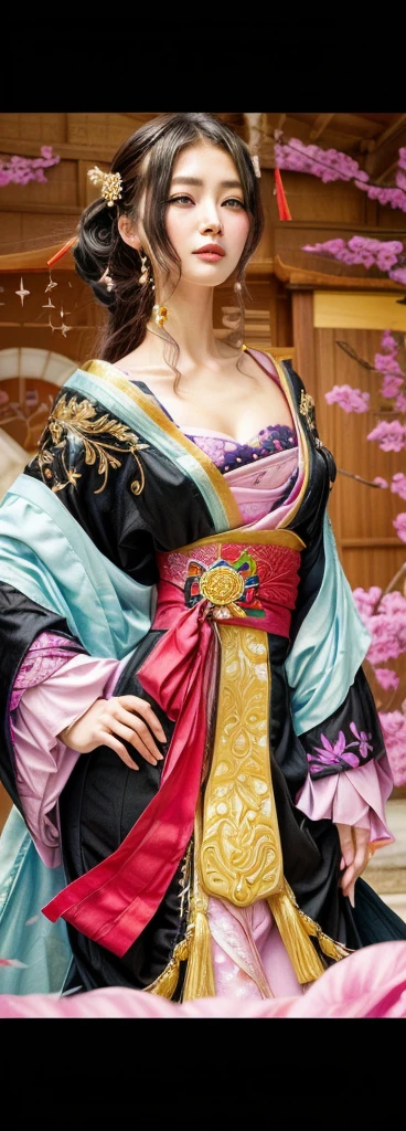 a close up of a woman in a dress with a fan, inspired by Nishikawa Sukenobu, my dress up darling anime, sengoku - era art style, from sengoku period,l, beautiful alluring woman, inspired by Fujiwara Takanobu, sengoku era, royal elegant pose, realistic