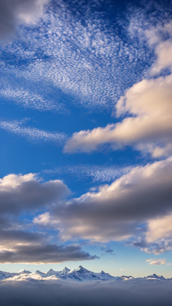 Realistic, mountain, cloudy sky in the morning