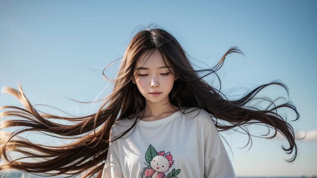 cute illustration of a person who appears to be in good health with their hair flowing in the wind