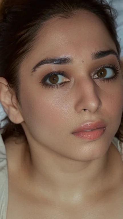 Top down view, sexy breasts ,nude woman in bed, looking up at viewer while he is fucking her, sexy expressions, moaning in pleasure, indian, sweat,no make up, nude, ready for orgasm, half body seen, just tired after fucking, highly detailed face, ((tamhwx woman)), beautiful eyes, vignette, 4k epic detailed, shot on kodak, 35mm photo, no focus, high budget, epic, gorgeous, film grain, grainy, (Raw photo:1.1), ((Full body Portrait)),free shaggy messy dense hair, ((tamhwx woman)) , (white, Minimalism but extremely beautiful:1.4), (intricate details, masterpiece, best quality:1.4) , looking at viewer, outdoors, day, highly detailed face, ((tamhwx woman)), beautiful black eyes, cute