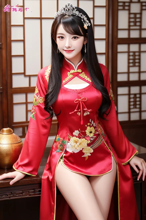 Erotic、Adult content works、Chinese girl、Queen、Big 、Thighs are beautiful、Chinese clothing、China dress、Deep slit、Small waist、Long Hair、Black Hair、Beautiful skin、Beautiful eyes、high resolution