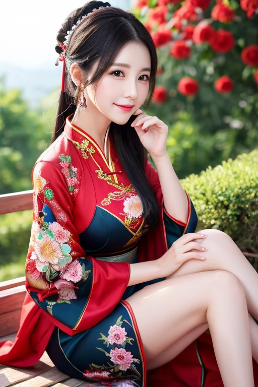 Adult content works、Chinese high school girl in her 20s、Queen、Big 、Thighs are beautiful、Chinese clothing、China dress、Deep slit、Small waist、Long Hair、Black Hair、Beautiful skin、Beautiful eyes、high resolution