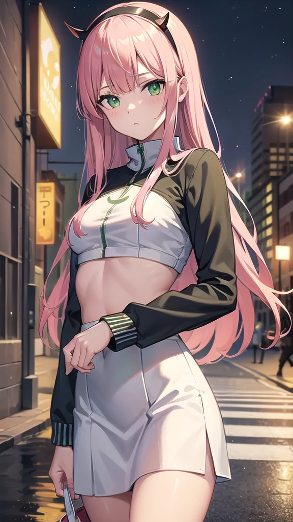 masterpiece, best quality, HuTaoV4, 1girl, solo, blush, twintails, long hair, hair between eyes, ((streetwear clothes)), city, outdoors, night, movie poster, extremely detailed 8K, smooth, high resolution, ultra quality, cinematic lighting, ambient occlusion, hd, 2k, 4k, 8k, 16k, extremely detailed anime, detailed faces, perfect composition, wide shot, atmospheric lighting, very sexy, lift skirt, random low back angle, uncensored, nsfw, sin censura, miniskirt, perfect ass, uncensored, barebutt