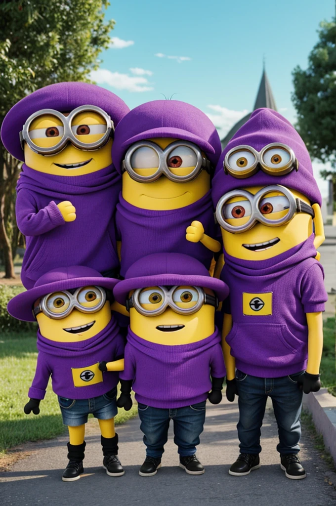 3 mobs together and 1 Minion morado