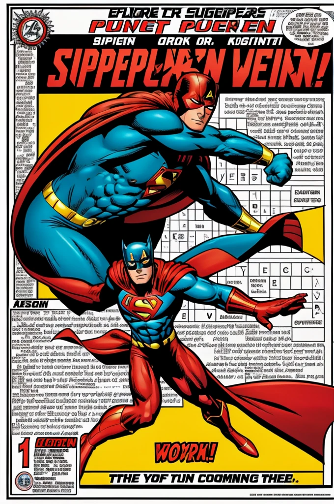 Word search and crossword puzzle cover with superhero powers