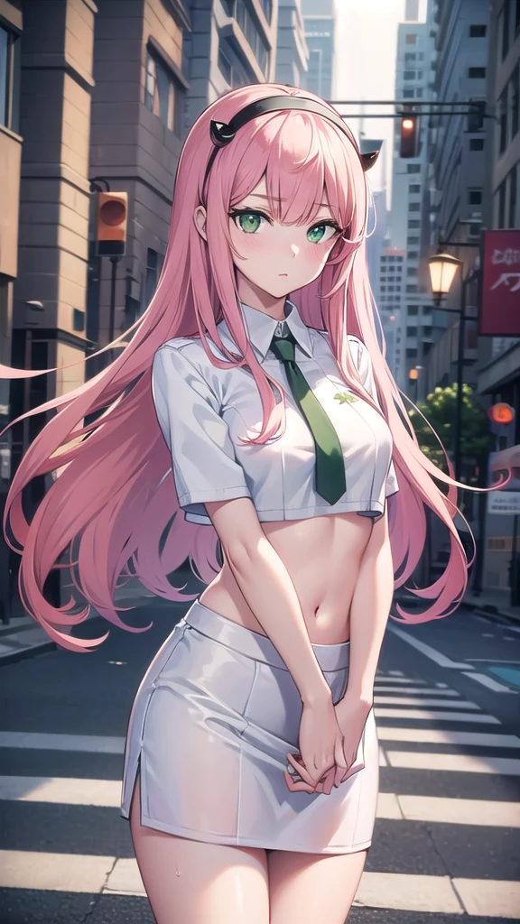 zerotwo, zero two, (green eyes:1.5), hairband, horns, long hair, pink hair, red horns, white hairband,
BREAK jacket, stockings, haigh waist skirt, arrogant face, white footwear,white crop top,wet crop top,medium breasts,long legs,
BREAK indoors, classroom,BREAK looking at viewer, (cowboy shot:1.5),BREAK (masterpiece:1.2), best quality, high resolution, unity 8k wallpaper, (illustration:0.8), (beautiful detailed eyes:1.6), extremely detailed face, perfect lighting, extremely detailed CG, (perfect hands, perfect anatomy),city,street,night,wet road,reflections,lights, standing in middle of street,from below,underboob.