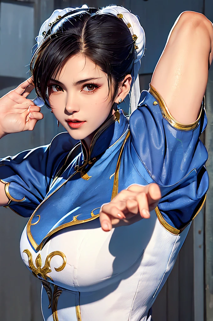 ((masterpiece,best qualtiy)),1girl,solo,ChunLi,upper body,beautiful night street background
