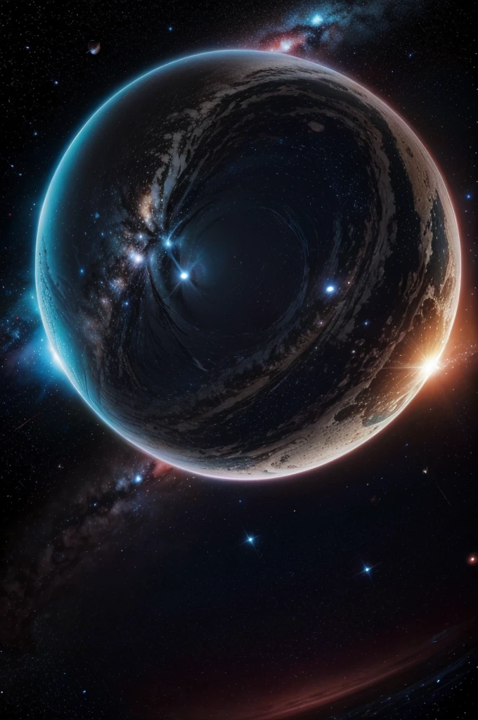 /imagine prompt: planetes, sky, black hole, constellations and galaxies., anaglyph