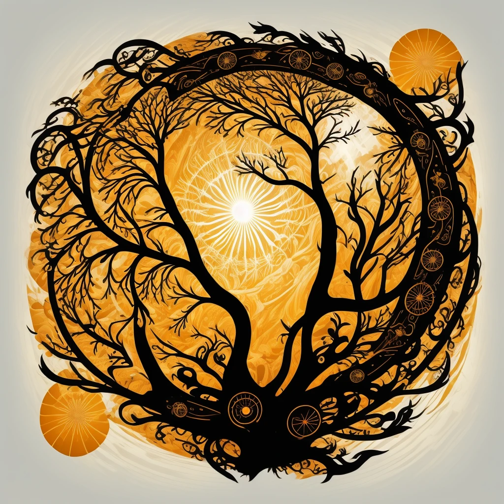 circular tree,four seasons,spring,summer,autumn,winter,leaves,roots,branches,trunk,ornate border,decorative,digital illustration,artwork,movement,time,swirling background,dark background,vibrant colors,natural,life cycle,growth,change,nature,life,peace,harmony,spirituality,symbolism,digital art,illustration,painting,graphic design,art,design,digital media,online art,visual art,fine art,fantasy
