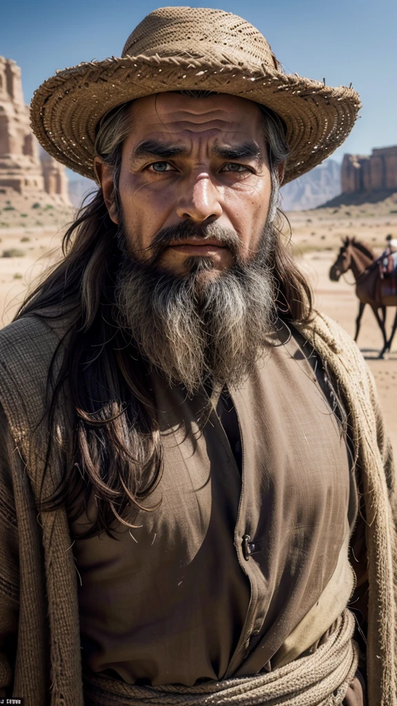 Description: Abraham is a central figure in the Bible, known as the patriarch of the Israelite people. He is recognized for his unshakable faith in God and his obedience, being called by God to leave his homeland and go to the promised land. Abraham is also a key figure in Christianity, Judaism and Islam.
Physical characteristics:
kor: Around 75 years old, but still vigorous and full of vitality.
Height: approximately 1,75 meters.
physical build: sturdy body, strong due to his life as a nomadic herder.
eyecolor: Deep browns, expressing wisdom and determination.
body hair: body hairs grisalhos e barba longa, both well-groomed and wavy, showing your age and dignity.
Facial expression: Abraham must have an expression of wisdom, compassion and determination. Your look should convey confidence and serenity, reflecting your unshakable faith.
Environment and Setting Location: Canaan Desert, an important region in the biblical narrative of Abraham.
era: Old Testament Period.
Scenario details:
paisaje: Arid terrain with low hills and sparse vegetation typical of the desert.
Additional Elements: Nomad tents in the background, a herd of sheep and goats grazing, and maybe some loaded camels, indicating the nomadic life of Abraham.
buildings: Ruins of ancient stone altars, highlighting Abraham's spiritual connection with God.
Objects: Shepherd's staff in Abraham's hand, clay jugs and travel utensils around.
Style and Quality Artistic style: realistic and detailed, with meticulous attention to historical and cultural details.
Paleta de cores: Earthy and natural tones, like brown, ocher, and soft greens, with soft lighting and realistic shadows that highlight the texture of the setting and character.
resolution: 4K ou superior, with high definition and sharpness to capture every detail.
Proportions and anatomy: Precise anatomy and realistic proportions, portraying Abraham authentically.